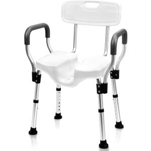 Sangohe Shower Chair - Shower Chairs for Inside Shower - U-Shape Seat Heavy Duty Shower Seat - Shower Chairs with Arms for Handicap - Wide Shower Seats for Elderly - Shower Chair for Bathtub, 796E