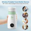 Portable Milk Warmer & Mixer, Cordless Travel Bottle Warmer for Breastmilk, Formula or Water, 10 oz Big Capacity, Big Battery Capacity for Journey, Calienta Biberones Porttil (white-02)