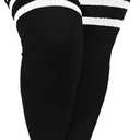 Moon Wood Plus Size Thick Thigh High Socks for Thick Thighs- Extra Long Striped Over the Knee Halloween Socks Leg Warmers