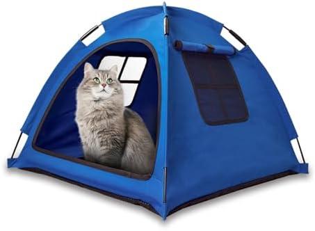 Portable Pet Tent House for Indoor & Outdoor Use - Easy Access Cat Nest Without Door Flap, Ideal for Cats, Puppies & Small Animals (Blue)