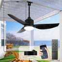 Depuley Outdoor Ceiling Fan with Light: 42 Inch Black Waterproof Gazebo Fans with Lights Outdoor Hanging - Plug in Remote App Control for Patios Indoor Farmhouse Porch - 6 Speed Reversible DC Motor
