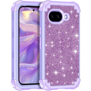 LONTECT for for Google Pixel 10A Case Glitter Sparkle Three-Layer Shockproof Rugged Heavy Duty Hybrid Sturdy Full Body Protective Case for Google Pixel 10A,Purple