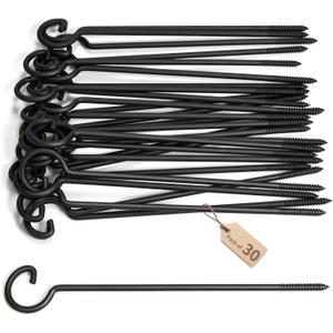 Long Screw Hooks 12in,Ceiling Hooks 30Pcs Screw-in Hooks, Birds House Christmas Lights and Curtain Hooks, Kitchen Hooks, Plants Hanger Outdoor/Indoor Hooks