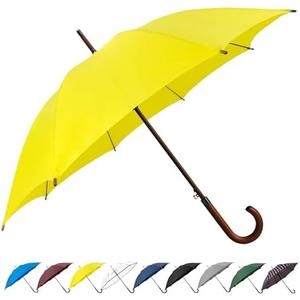 SoulRain 48" Large Umbrella –Windproof Stick Umbrellas for Rain, Automatic Open, Vintage Cane Yellow Umbrella with Classic Wooden Handle & Shaft,Open for 2 Persons for Women & Men(Yellow)