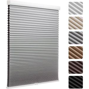 MYshade Cordless Blackout Cellular Shades, 1.5" Honeycomb Window Blinds for Bedroom & Nursery, Thermal Insulated, Noise Reducing, Privacy Shades, Inside or Outside Mount (36" W x 64" H, Grey)
