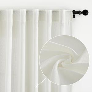 NICETOWN White Linen Curtains 84 inches Long for Living Room, Light Filtering Rod Pocket & Back Tab Faux Linen Semi Sheer Window Treatment Privacy Shades for Farmhouse Casual Decor, 52" Wide, 2 Panels (52"W x 84"L (Pack of 2))