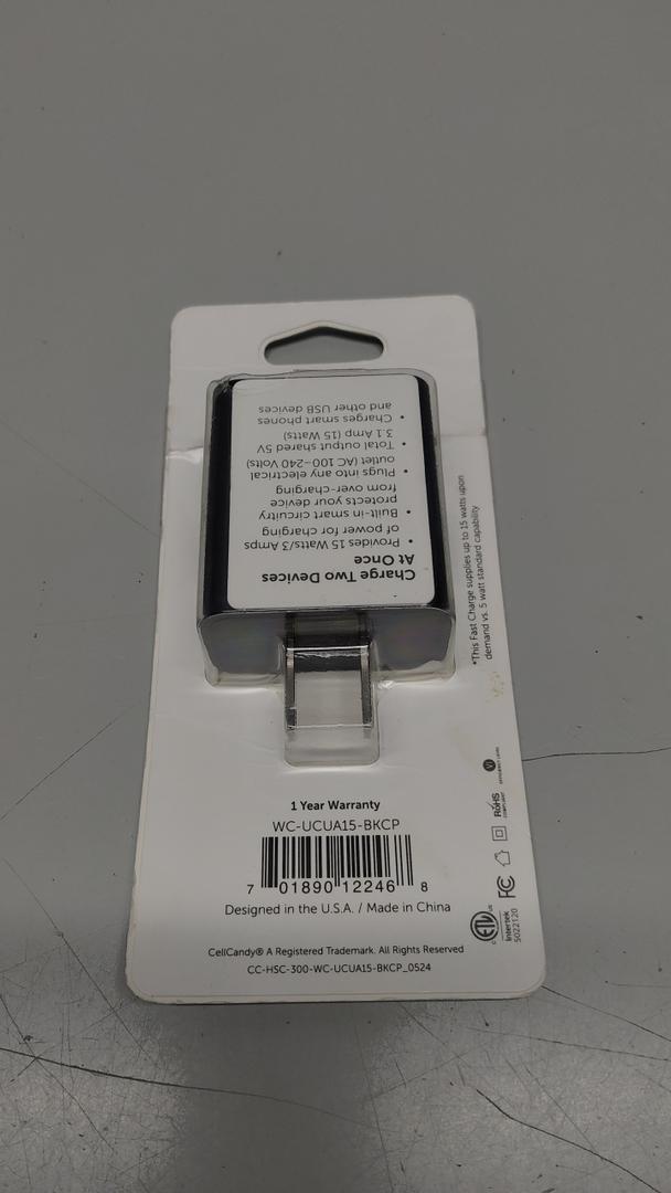 CELL CANDY WALL CHARGE 5 WATTS 1 AMP USB WALL CHARGER BLACK