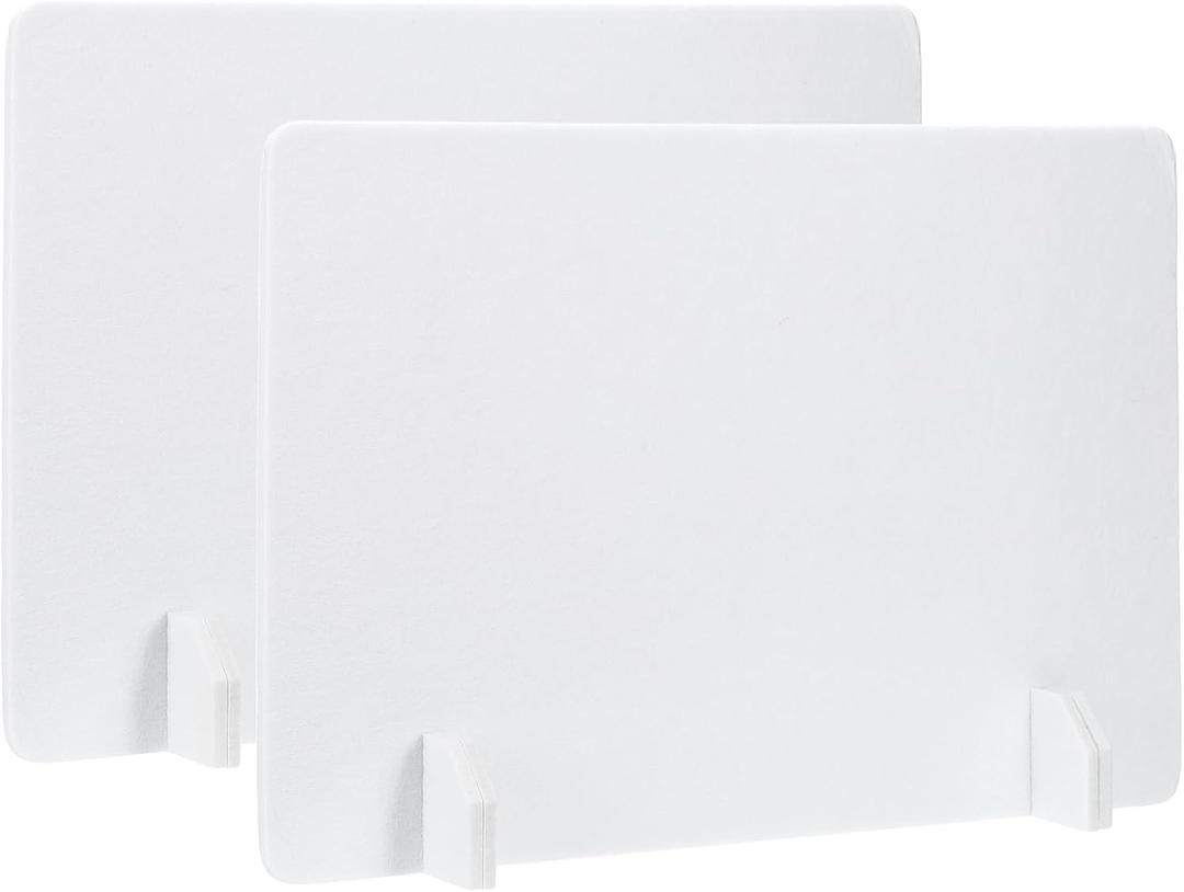 PATIKIL Desk Dividers 24" x 16", 2 Pack Desk Privacy Panel Freestanding Noise Reducing Partition Acoustic Panel with 4Pcs Support Feet for Testing Office Home Library Pure White Style C
