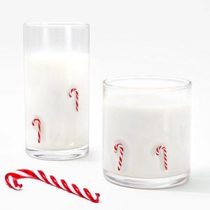 2Pcs Christmas Icon Juice Glass Tall and Short Glasses Candy Cane Stemless Cocktail Drinking Cups for Xmas Home Party Holiday Favors Supplies