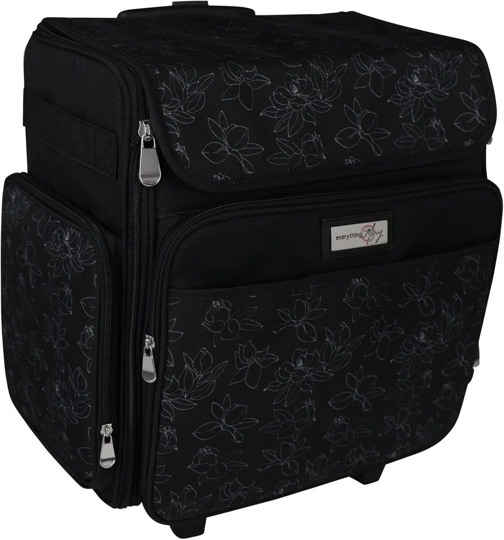 Everything Mary Rolling Craft Bag, Black & White - Papercraft Tote with Wheels for Scrapbook & Art Storage - Organizer Case for IRIS Boxes, Supplies & Accessories - for Teachers & Medical