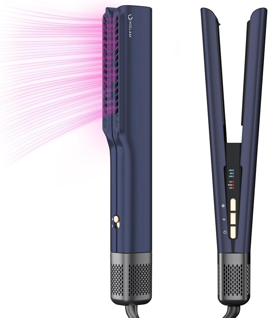Dryer Straightener for Medium Long Length(14”-30”), Straightener and Dryer 2 in 1, Fast Drying and Straightening in One Step, Dark Blue