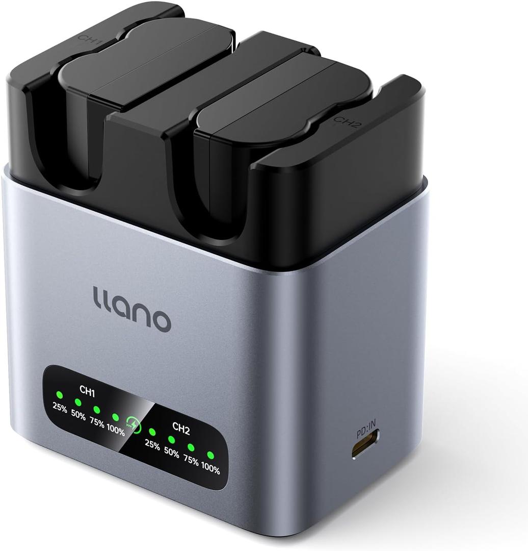 llano 2-Pack EN-EL15C Batteries and 20W Fast Charger for Nikon Z8, Z7II,ZR, Z5II, ZF, Z6III, D850, Z7, Z6II, Z6, D7500, D750, D7200, Heat Dissipation Aluminum Alloy Body, LED Display