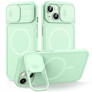 L K for iPhone 15 Case with Kickstand, Upgraded [Slide Camera Cover], Heavy Duty Magnetic Phone Case, Compatible with MagSafe, Military-Grade Drop Protection, 6.1"