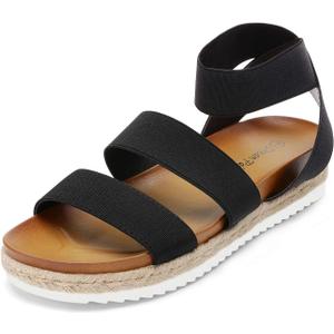 DREAM PAIRS Womens Open Toe Ankle Strap Espadrille Flatform Platform Wedge Sandals (6.5, Black)