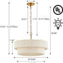 20Hand Woven Rattan Chandelier Boho Pendant Light Adjustable Coastal Pendant Light for Kitchen Island Dining Living Room, White, UL Listed