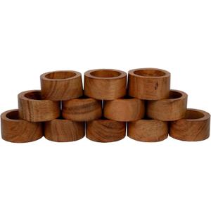 SAMHITA Handmade Acacia Wood Napkin Ring Set of 12 for Dining, Anniversary, Birthday, Christmas | Napkin Ring for Home and Kitchen Dcor