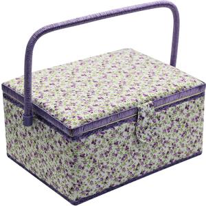 Medium Sewing Basket with Accessories, Sewing Storage Box with Supplies DIY Sewing Kits Christmas Gift for Beginner, Professional (purple)