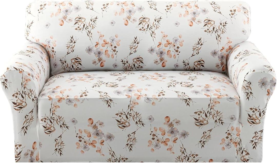 H.VERSAILTEX Printed Couch Slip Covers for 2 Cushion Couch Sofa High Stretch Loveseat Covers Floral Pattern Dog Couch Cover Protector Super Soft Fabric(Chic Bloomsom,Loveseat)