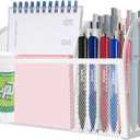 Magnetic Pencil Holder Magnetic Shelf for the Whiteboard 3-Grid Mesh Magnetic Pen Holder for Refrigerator Magnetic Organizer Locker Accessories Organizer for Office (White)