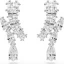 Swarovski Matrix Drop Earrings, Mixed Cuts, Clear, Rhodium Finished