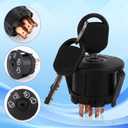 Lawn Mower Starter Ignition Switch with Key 7 Terminals for Husqvarna Sears Craftsman John Deere Parts, 4 Position Ignition Starter Switch Compatible with 175566 175442 GY20074 and More