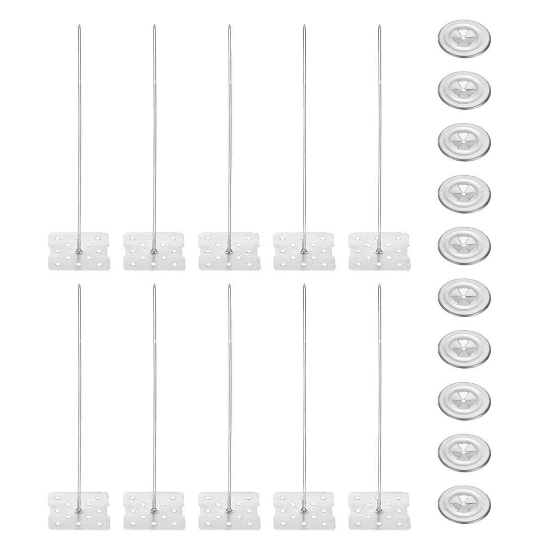 PATIKIL 150mm Perforated Insulation Pins with Round Washer,50 Sets 2in Insulating Nails Wall Plug for Fixing Foam Boards to Wall or Ceiling