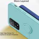 Compatible with Xiaomi Mi 10T Pro Case with Ring Kickstand Green,for Xiaomi Mi 10T Pro Phone Case Silicone Liquid with Soft Microfiber Lining Slim Shockproof Protective Cover (Blue)