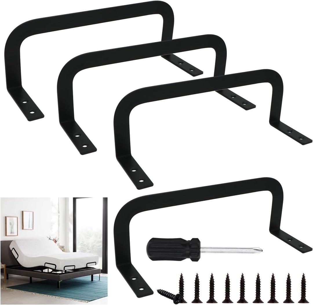4 Pack Mattress Slide Stopper - Non-Slip Gripper Bar for Bed Frames Prevents Mattress Sliding on King/Queen/RV Beds - Heavy-Duty Steel Construction Black