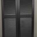 Ekena Millwork Lifetime Vinyl LL1S14X05200BL Standard Cathedral Top Center Mullion, Open Louver Vinyl Shutters, w/Installation Shutter-Lok's & Matching Screws (Per Pair), 14 1/2"W x 52"H, Black