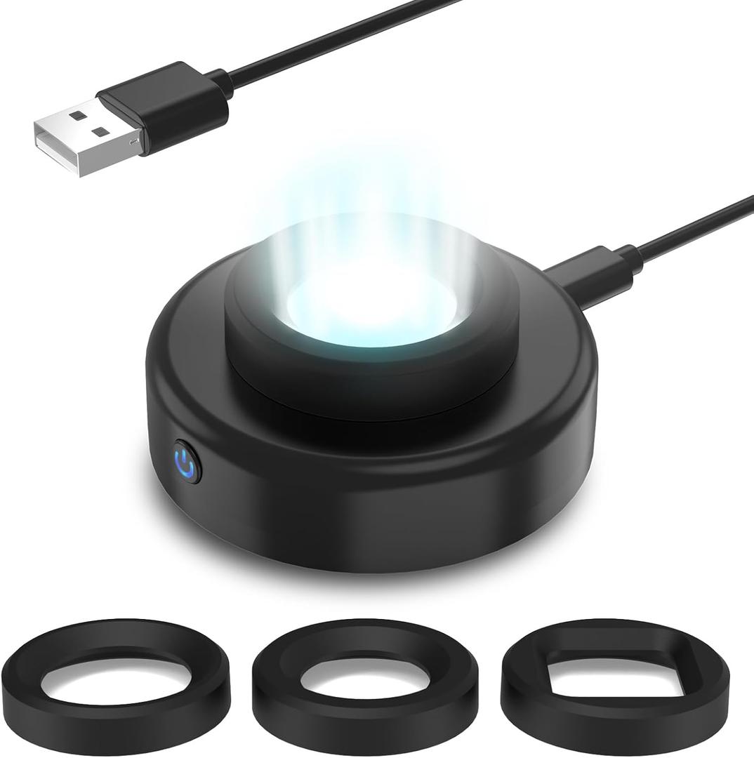 Solar Watch Charger, 8H Timing Off with Men, Women & Square 3 Caps, LED UV Light Fast Charge Eco Driver Watches Compatible Casio/Tough/Protrek/Seiko/Citizen/Garmin/Timex/Bering/FANMIS (Black)