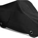 XYZCTEM Motorcycle Cover -Waterproof Outdoor Storage Bag,Made of Heavy Duty Material, Fits up to 97" All Motors(Black& Lockholes& Professional Windproof Strap)