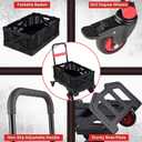Stalwart 2-in-1 Folding Hand Truck Dolly Cart with Wheels and Basket