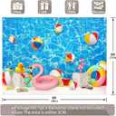 8x6ft Summer Swimming Pool Photography Backdrop Water Banner | Blue Splash Waves Tropical Beach Ocean Ball Background, Kids Adults Party Decorations, Holiday Photo Booth, Polyester Fabric