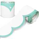 Fuutreo 65.6ft Teal and White Bulletin Board Borders Wave Line Scalloped Board Borders Classroom Die-Cut Rolled Trim for Bulletin Home School Office Wall Desks Locker Decorations