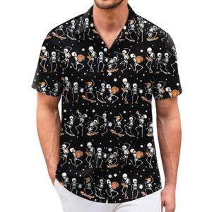 Hawaiian Shirt for Men Short Sleeve Button Down Shirt Men Casual Summer Tropical Beach Aloha Shirts Hawaii Party (Black, XL)