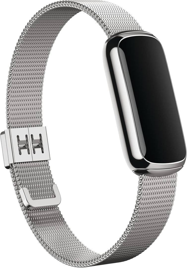 Fitbit Luxe Platinum Stainless Steel Mesh Accessory Band, Official Fitbit Product, One Size
