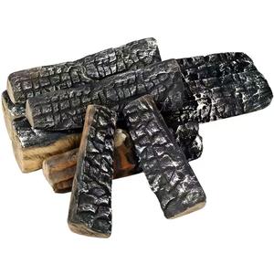 8 Pcs Ceramic Fiber Fireplace Logs Set, Realistic Wood Logs for Ventless/Gas/Propane/Electric Fireplaces & Fire Pits, Stackable Indoor Outdoor Decorative Fake Logs, Heat Resistant