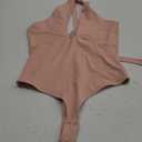 REORIA Butsmooth Women's Trendy Sexy Casual V Neck Double Lined Sleeveless Slimming Going Out Tank Top Bodysuits (Medium, Pink)