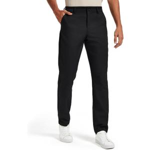 Men's Classic Fit Stretch Golf & Dress Work Pants  - All-Day Comfort Performance Trousers for Business & Travel (Black), 32Wx30L