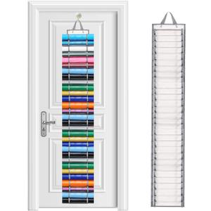 DKHDBD Vinyl Roll Holder with 60 Compartments and Keeper Door Hooks Strap, Clear Organizers Wall Mount for Home Craft Closet (Grey)