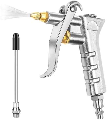 Uineeoor Adjustable Brass Air Nozzle Blow Gun, Heavy-Duty Industrial Air Gun Blower with Steel Extension, Professional Dust Cleaning Tool for Air Compressor Attachments