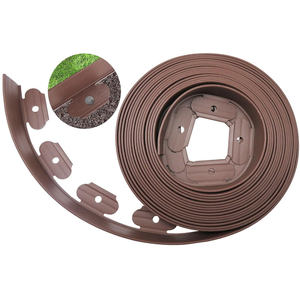 Landscape Edging Kit, Brown Garden Border with Plastic Stakes, Landscaping Roll for Flower Bed Lawn Driveway Yard