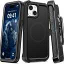 Magnetic Case with Belt Clip Holster, Heavy Duty Protective Phone Case, Shockproof Magnetic Phone Cover for iPhone 13/14/15 6.1" Dark Black