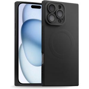 ZhyzRhsm Designed for iPhone 16 Pro Max Case Silicone Compatible with Magsafe, Camera Lens Protector, Military Grade Shockproof Protective, Rectangle Magnetic Phone Case for iPhone 16 Pro Max Black