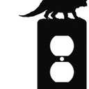 American Steel Light Switch Cover Plate, Dinosaur Decor Outlet Cover, Triceratops, Single Duplex (Black), MADE IN USA