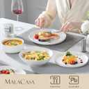 MALACASA Plates and Bowls Sets, 24 Pieces Modern Porcelain Dinnerware Set for 6 Ceramic Dishware Dishes White Kitchen Dinner Dining Ware Set Microwave and Dishwasher Safe, Series LUNA