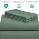 LuxClub 4 PC Queen Sheet Set, Breathable Luxury Bed Sheets, Deep Pockets 18" Wrinkle Free Cooling Sheets Machine Washable Hotel Bedding Silky Soft - Tree Moss Green Queen