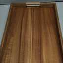 Acacia Wood Serving Tray with Handles, 17 Inch Wooden Tray for Ottoman, Breakfast, Lunch, Dinner, Decorative Rectangular Tray for Living Room, Kitchen Counter, Outdoor