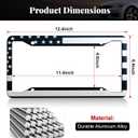 2 Pack OLLEN American Flag License Plate Frames, Aluminum Alloy US Patriotic Car Tag Holder Protector, with Mount Hardware, Anti-Theft Caps, 8 Rattle Proof Pads, Screwdriver, Black+Silver