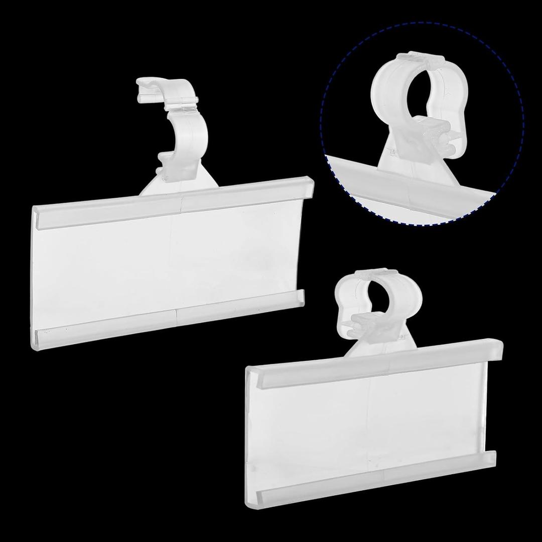 200 Pcs Plastic Wire Shelf Label Holders with 200 Blank Cards - Reusable Snap Lock Price Tag Holders for Supermarket, Retail Store, Pantry Organization - Tight Grip for Wire Shelving (3" x 1.34")